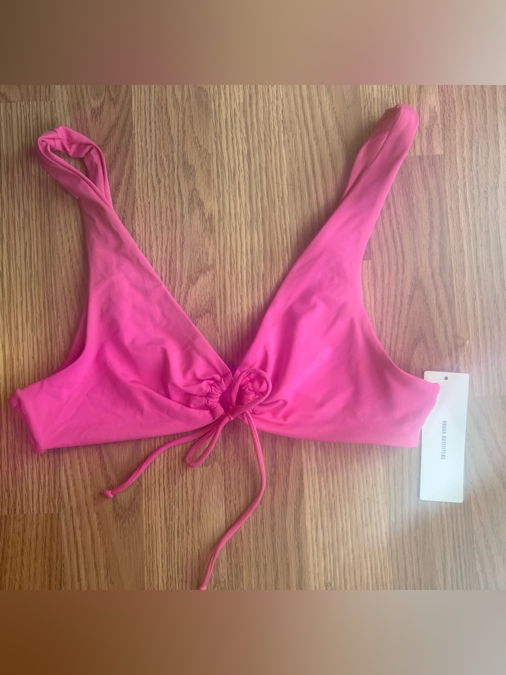 Urban Outfitters Hot Pink Tie-Front Bikini Top